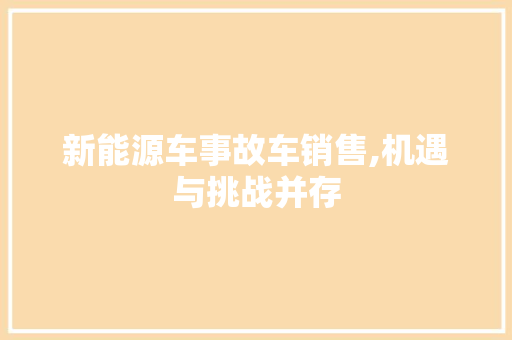 新能源车事故车销售,机遇与挑战并存