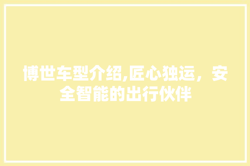 博世车型介绍,匠心独运，安全智能的出行伙伴