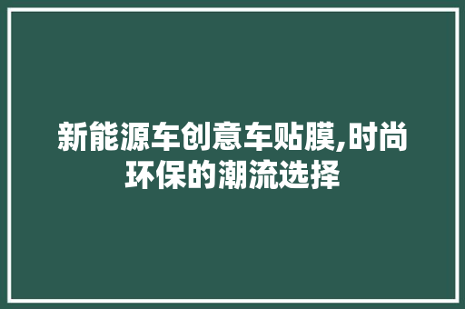 新能源车创意车贴膜,时尚环保的潮流选择