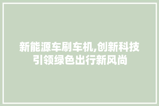 新能源车刷车机,创新科技引领绿色出行新风尚