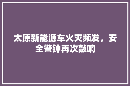 太原新能源车火灾频发，安全警钟再次敲响