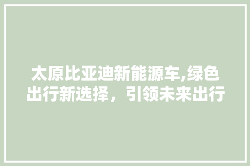 太原比亚迪新能源车,绿色出行新选择，引领未来出行潮流