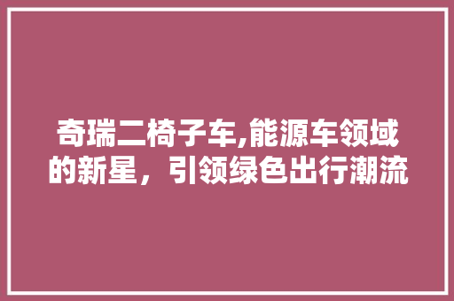 奇瑞二椅子车,能源车领域的新星，引领绿色出行潮流