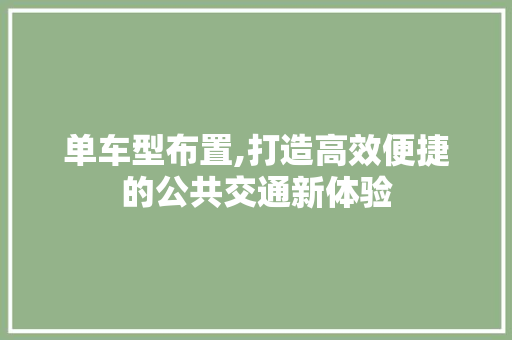 单车型布置,打造高效便捷的公共交通新体验
