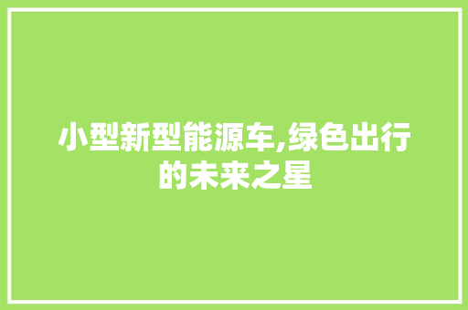 小型新型能源车,绿色出行的未来之星