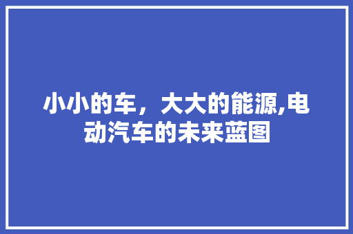 小小的车，大大的能源,电动汽车的未来蓝图
