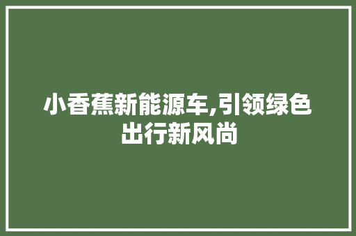 小香蕉新能源车,引领绿色出行新风尚