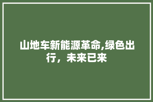 山地车新能源革命,绿色出行，未来已来