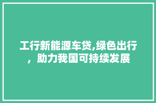 工行新能源车贷,绿色出行，助力我国可持续发展