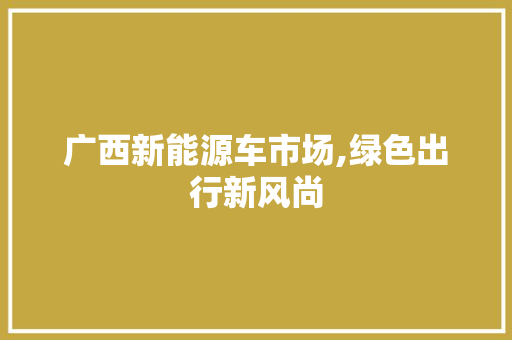 广西新能源车市场,绿色出行新风尚