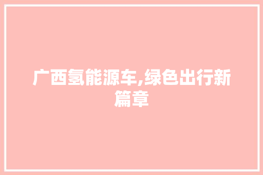 广西氢能源车,绿色出行新篇章