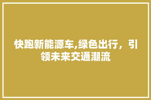 快跑新能源车,绿色出行，引领未来交通潮流