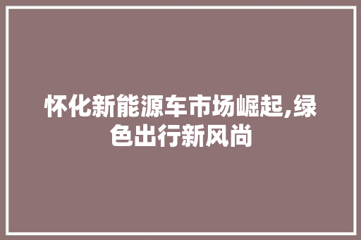 怀化新能源车市场崛起,绿色出行新风尚