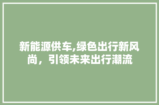 新能源供车,绿色出行新风尚，引领未来出行潮流