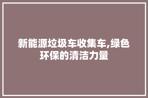 新能源垃圾车收集车,绿色环保的清洁力量