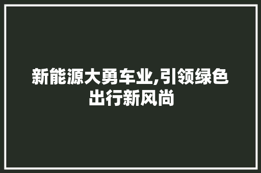 新能源大勇车业,引领绿色出行新风尚