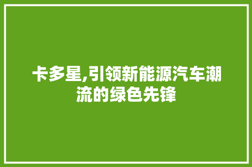 卡多星,引领新能源汽车潮流的绿色先锋