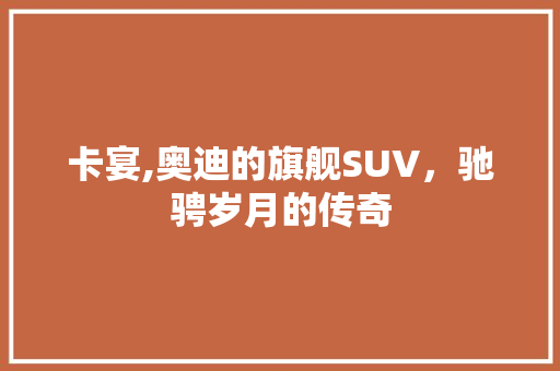 卡宴,奥迪的旗舰SUV，驰骋岁月的传奇