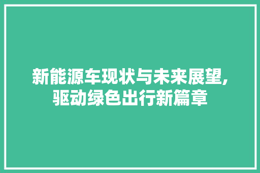 新能源车现状与未来展望,驱动绿色出行新篇章