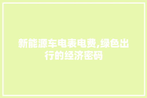 新能源车电表电费,绿色出行的经济密码