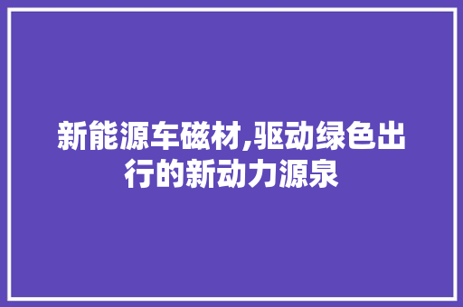 新能源车磁材,驱动绿色出行的新动力源泉
