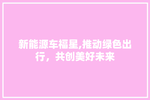 新能源车福星,推动绿色出行，共创美好未来