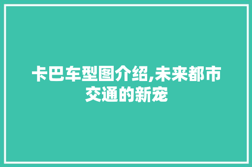 卡巴车型图介绍,未来都市交通的新宠