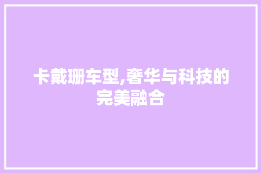 卡戴珊车型,奢华与科技的完美融合