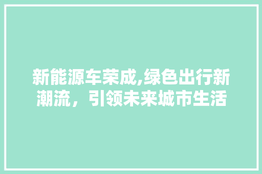 新能源车荣成,绿色出行新潮流，引领未来城市生活