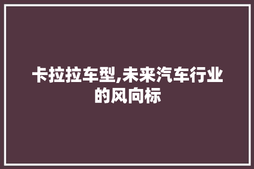 卡拉拉车型,未来汽车行业的风向标