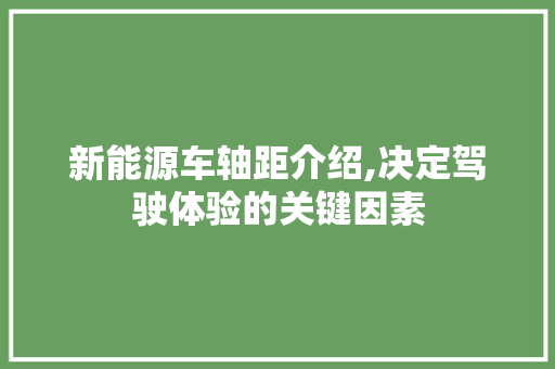 新能源车轴距介绍,决定驾驶体验的关键因素