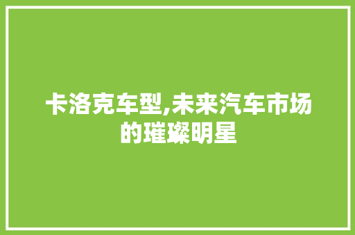 卡洛克车型,未来汽车市场的璀璨明星