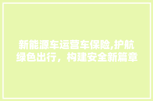 新能源车运营车保险,护航绿色出行，构建安全新篇章