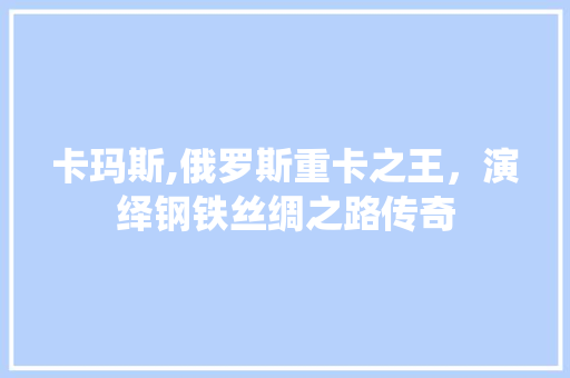 卡玛斯,俄罗斯重卡之王，演绎钢铁丝绸之路传奇