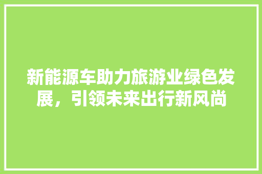 新能源车助力旅游业绿色发展，引领未来出行新风尚