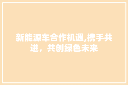 新能源车合作机遇,携手共进，共创绿色未来