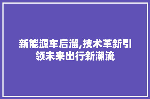 新能源车后溜,技术革新引领未来出行新潮流