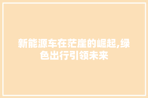 新能源车在茫崖的崛起,绿色出行引领未来