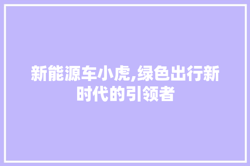 新能源车小虎,绿色出行新时代的引领者