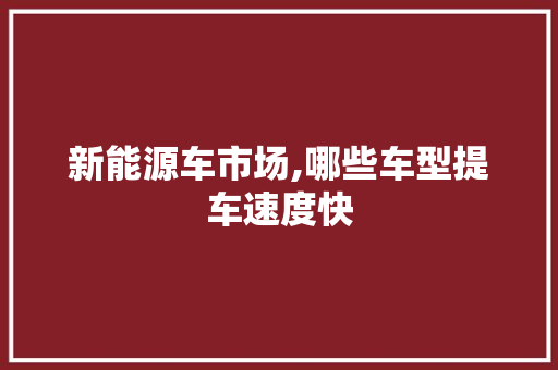 新能源车市场,哪些车型提车速度快