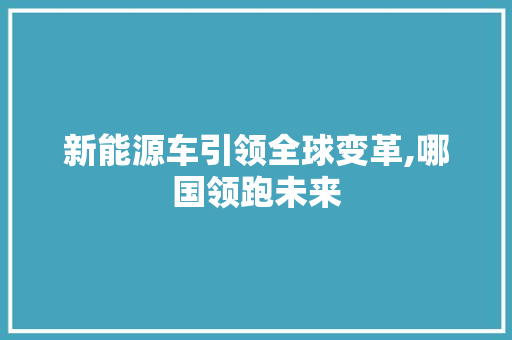 新能源车引领全球变革,哪国领跑未来