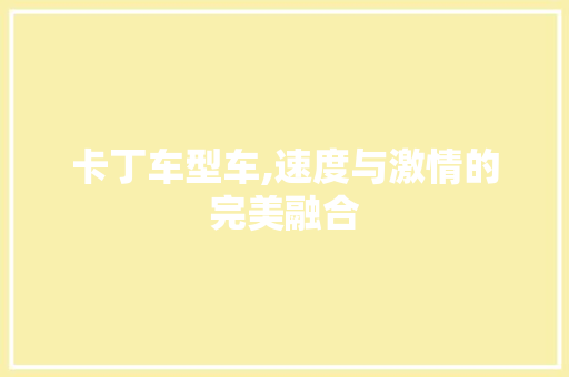 卡丁车型车,速度与激情的完美融合