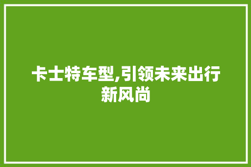 卡士特车型,引领未来出行新风尚