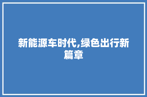 新能源车时代,绿色出行新篇章
