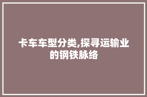 卡车车型分类,探寻运输业的钢铁脉络