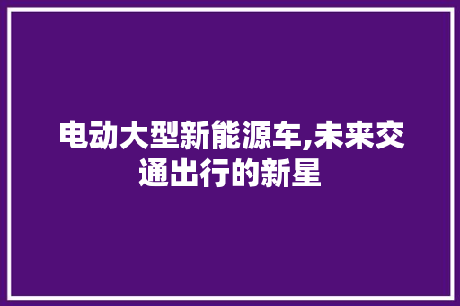 电动大型新能源车,未来交通出行的新星