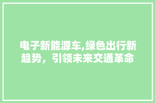 电子新能源车,绿色出行新趋势，引领未来交通革命