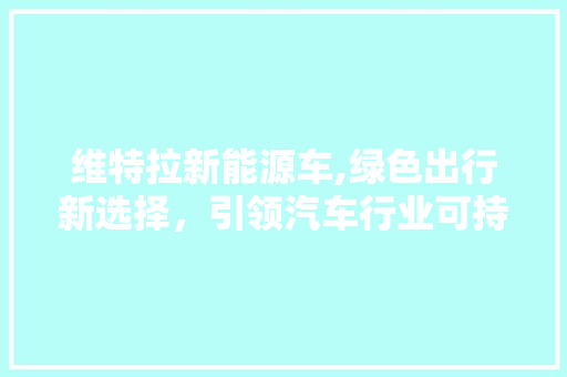 维特拉新能源车,绿色出行新选择，引领汽车行业可持续发展