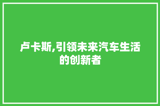 卢卡斯,引领未来汽车生活的创新者