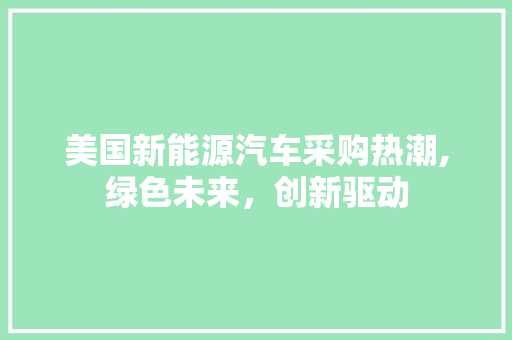美国新能源汽车采购热潮,绿色未来，创新驱动
